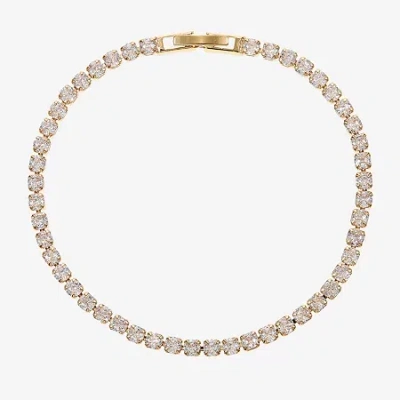 Sparkle Allure Womens Cubic Zirconia 14k Gold Over Brass Round 7.5 Inch Tennis Bracelet