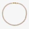 Sparkle Allure Womens Cubic Zirconia 14k Gold Over Brass Round 7.5 Inch Tennis Bracelet In Transparent
