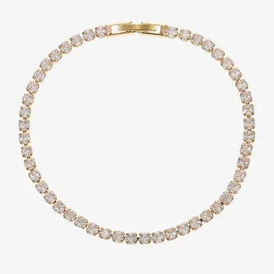 Sparkle Allure Womens Cubic Zirconia 14k Gold Over Brass Round 7.5 Inch Tennis Bracelet In Transparent