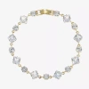 Sparkle Allure Womens Cubic Zirconia 14k Gold Over Brass Round 7.5 Inch Tennis Bracelet In Metallic