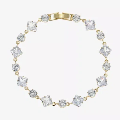 Sparkle Allure Womens Cubic Zirconia 14k Gold Over Brass Round 7.5 Inch Tennis Bracelet In Transparent