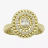 Sparkle Allure Womens Cubic Zirconia 14k Gold Over Brass Round Cocktail Ring In Transparent