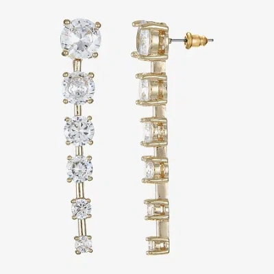 Sparkle Allure Womens Cubic Zirconia 14k Gold Over Brass Round Drop Earrings In Transparent