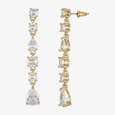 Sparkle Allure Womens Cubic Zirconia 14k Gold Over Brass Round Drop Earrings In Transparent