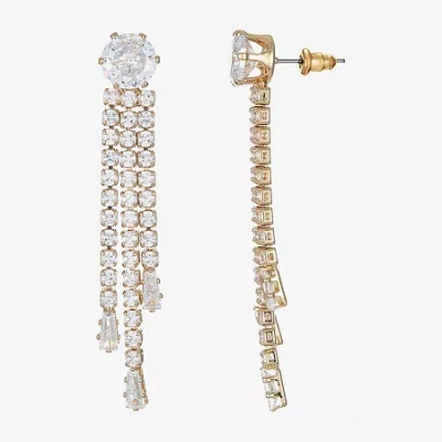 Sparkle Allure Womens Cubic Zirconia 14k Gold Over Brass Round Drop Earrings In Transparent