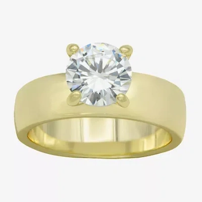Sparkle Allure Womens Cubic Zirconia 14k Gold Over Brass Round Engagement Ring In Transparent