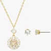 Sparkle Allure Womens Cubic Zirconia 14k Gold Over Brass Round Sunburst 2-pc. Jewelry Set In Gold