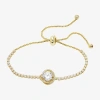 Sparkle Allure Womens Cubic Zirconia 14k Gold Over Brass Tennis Bracelet In Gold