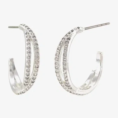 Sparkle Allure Womens Cubic Zirconia 18.6mm Round Hoop Earrings In Transparent
