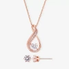 Sparkle Allure Womens Cubic Zirconia 18k Rose Gold Over Brass 2-pc. Jewelry Set In Transparent