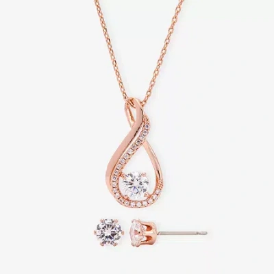 Sparkle Allure Womens Cubic Zirconia 18k Rose Gold Over Brass 2-pc. Jewelry Set In Transparent
