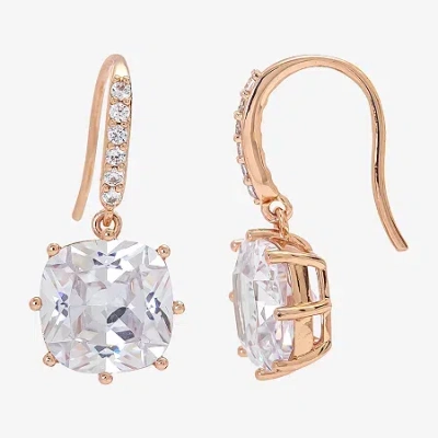 Sparkle Allure Womens Cubic Zirconia 18k Rose Gold Over Brass Drop Earrings In Transparent