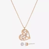 Sparkle Allure Womens Cubic Zirconia 18k Rose Gold Over Brass Heart 2-pc. Jewelry Set In Gold
