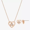 Sparkle Allure Womens Cubic Zirconia 18k Rose Gold Over Brass Heart Knot 2-pc. Jewelry Set In Gold