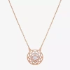 Sparkle Allure Womens Cubic Zirconia 18k Rose Gold Over Brass Round 16 Inch Pendant Necklace In Transparent