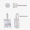 Sparkle Allure Womens Cubic Zirconia 2 Pair Earring Set In Transparent