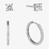 Sparkle Allure Womens Cubic Zirconia 2 Pair Earring Set In Metallic