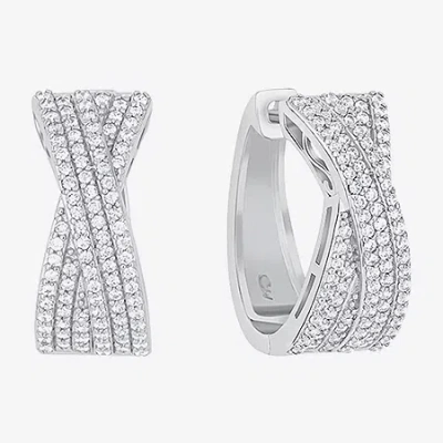 Sparkle Allure Womens Cubic Zirconia 20mm Hoop Earrings In Transparent