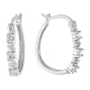 Sparkle Allure Womens Cubic Zirconia 23mm Hoop Earrings In Silver