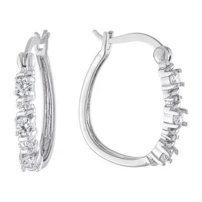 Sparkle Allure Womens Cubic Zirconia 23mm Hoop Earrings In Silver