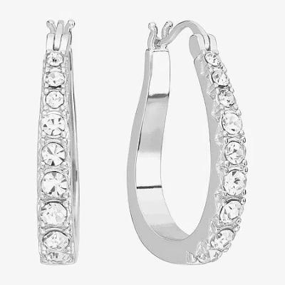 Sparkle Allure Womens Cubic Zirconia 27.4mm Hoop Earrings In Transparent