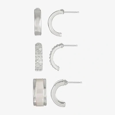 Sparkle Allure Womens Cubic Zirconia 3 Pair Earring Set In Metallic