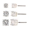 Sparkle Allure Womens Cubic Zirconia 3 Pair Earring Set In Silver