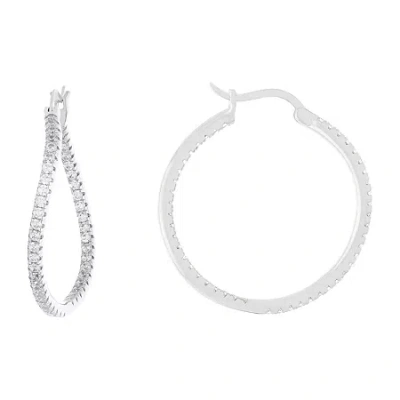 Sparkle Allure Womens Cubic Zirconia 32.2mm Hoop Earrings In Transparent