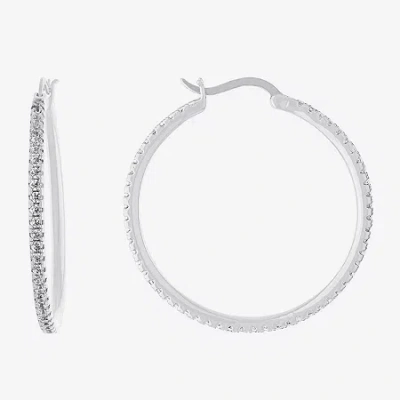 Sparkle Allure Womens Cubic Zirconia 36mm Hoop Earrings In Transparent