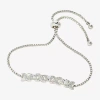 Sparkle Allure Womens Cubic Zirconia Bolo Bracelet In Silver