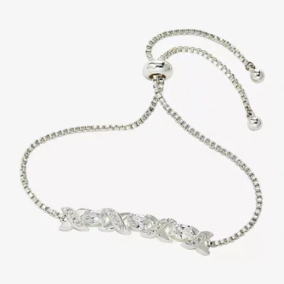 Sparkle Allure Womens Cubic Zirconia Bolo Bracelet In Silver