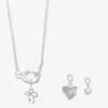 Sparkle Allure Womens Cubic Zirconia Bow Heart 3-pc. Pendant Necklace Set In Silver