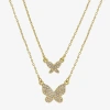 Sparkle Allure Womens Cubic Zirconia Butterfly 2-pc. Necklace Set In Transparent