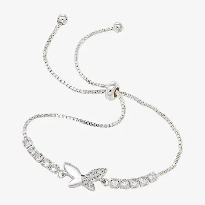 Sparkle Allure Womens Cubic Zirconia Butterfly Bolo Bracelet In Transparent