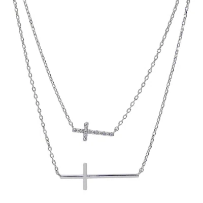 Sparkle Allure Womens Cubic Zirconia Cross 2-pc. Necklace Set In Transparent