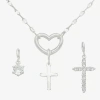 Sparkle Allure Womens Cubic Zirconia Cross 3-pc. Pendant Necklace Set In Metallic