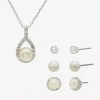 Sparkle Allure Womens Cubic Zirconia Cultured Freshwater Pearl Pure Silver Over Brass 4-pc. Jewelry Set In Silver