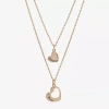 Sparkle Allure Womens Cubic Zirconia Heart 2-pc. Necklace Set In Gold