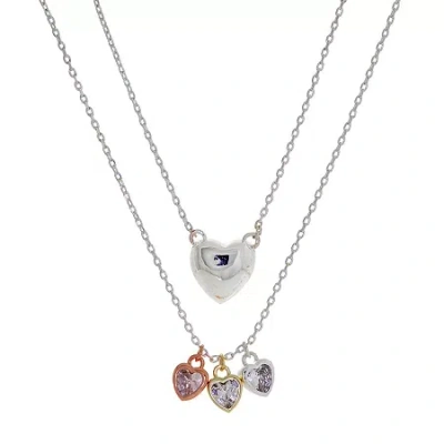 Sparkle Allure Womens Cubic Zirconia Heart 2-pc. Necklace Set In Transparent