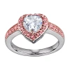 Sparkle Allure Womens Cubic Zirconia Heart Halo Promise Ring In Silver