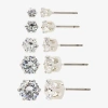 Sparkle Allure Womens Cubic Zirconia Hypoallergenic 5 Pair Earring Set In Metallic