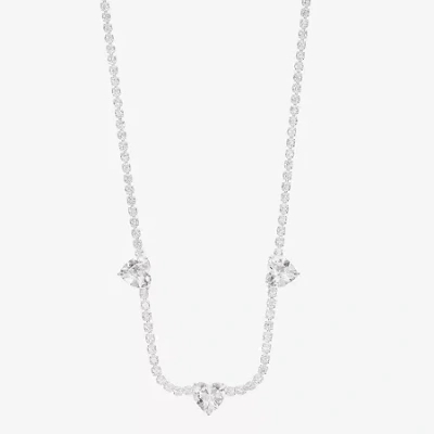 Sparkle Allure Womens Cubic Zirconia Pure Silver Over Brass 16 Inch Tennis Necklace In Transparent