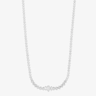Sparkle Allure Womens Cubic Zirconia Pure Silver Over Brass 16 Inch Tennis Necklace In Transparent