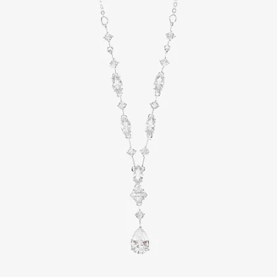 Sparkle Allure Womens Cubic Zirconia Pure Silver Over Brass 16 Inch Tennis Necklace In Transparent