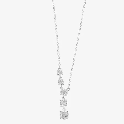 Sparkle Allure Womens Cubic Zirconia Pure Silver Over Brass 16 Inch Y Necklace