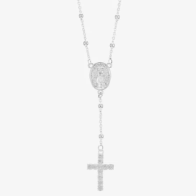 Sparkle Allure Womens Cubic Zirconia Pure Silver Over Brass 16 Inch Y Necklace In Neutral