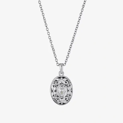 Sparkle Allure Womens Cubic Zirconia Pure Silver Over Brass 18 Inch Locket Necklace