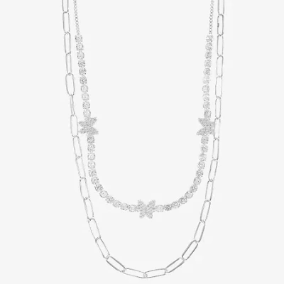 Sparkle Allure Womens Cubic Zirconia Pure Silver Over Brass 18 Inch Tennis Necklace In Metallic