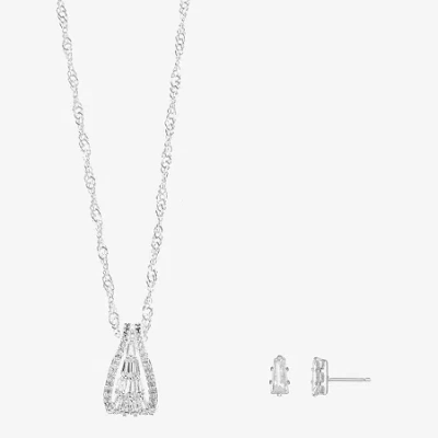 Sparkle Allure Womens Cubic Zirconia Pure Silver Over Brass 2-pc. Jewelry Set In Metallic