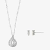 Sparkle Allure Womens Cubic Zirconia Pure Silver Over Brass 2-pc. Jewelry Set In Transparent